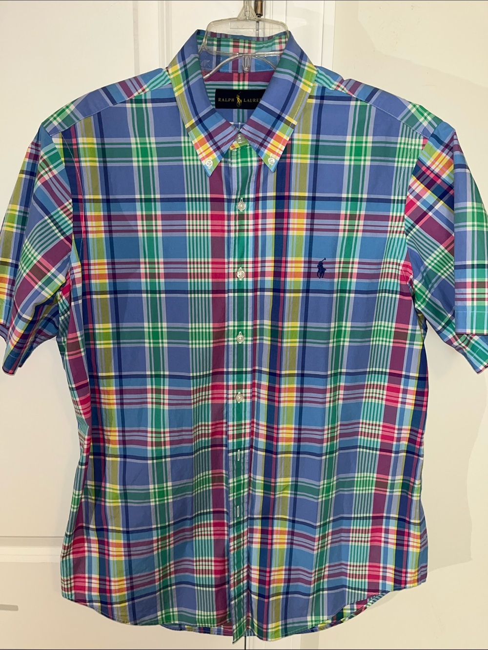 Polo Ralph Lauren Blue Purple Green Yellow Red Sewn Pony Shirt-L Classic Style